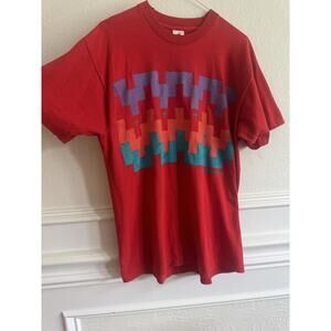 Men's Vintage 80's Taos Artwear Co Red Tribal Aztec Crewneck Shirt Sz L Cotton